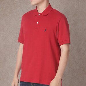 Nautica Men's Classic Fit Short Sleeve Solid Soft Cotton Polo Shirt Red XXL